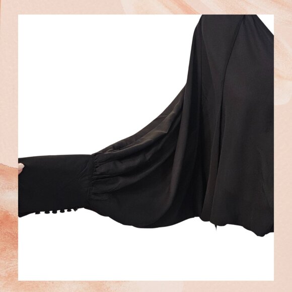 Fashion Nova Black Balloon Sleeve Cropped Blouse - Picture 6 of 9